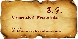 Blumenthal Franciska névjegykártya